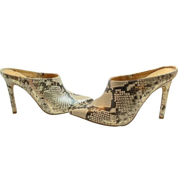 Snake Print Pointed Toe Mule Heels Womens Size 6.5 Slip-On Shoes By Express - Picture 2 of 12